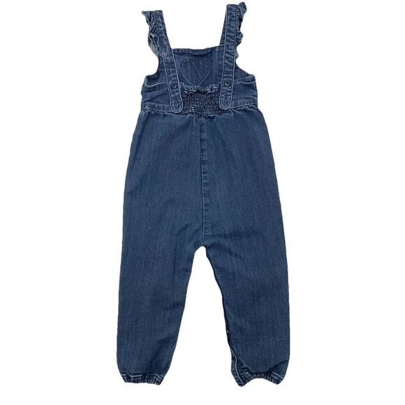 Hannah Anderson Rainbow Heart Denim Jumpsuit Ruffle Sleeveless Romper Girls 3T - Picture 5 of 12